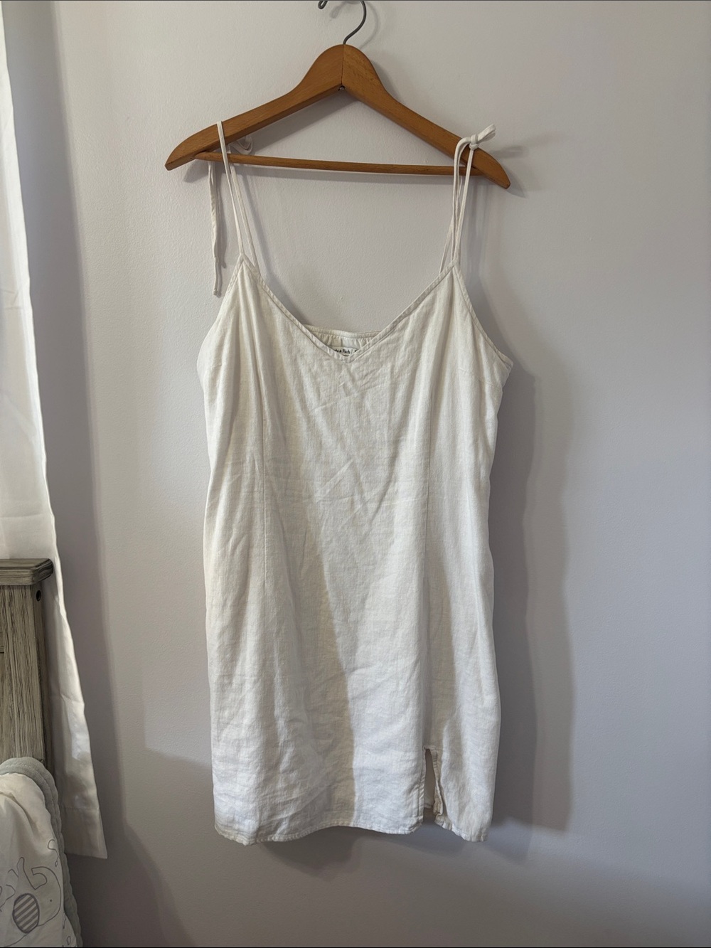 Abercrombie & Fitch White Linen Blend Mini Dress with Tie Straps